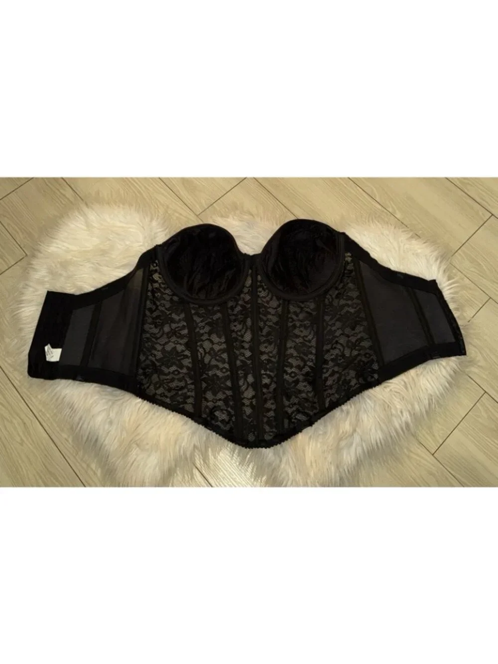 Vintage Vtg Lace Bustier Corset Underwire Bra Womens 40C Black